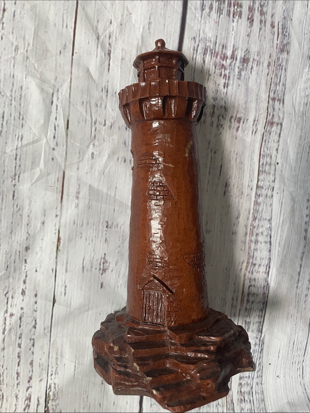 Red Mill Mfg. Handcrafted Wooden Lighthouse Décor - Brown